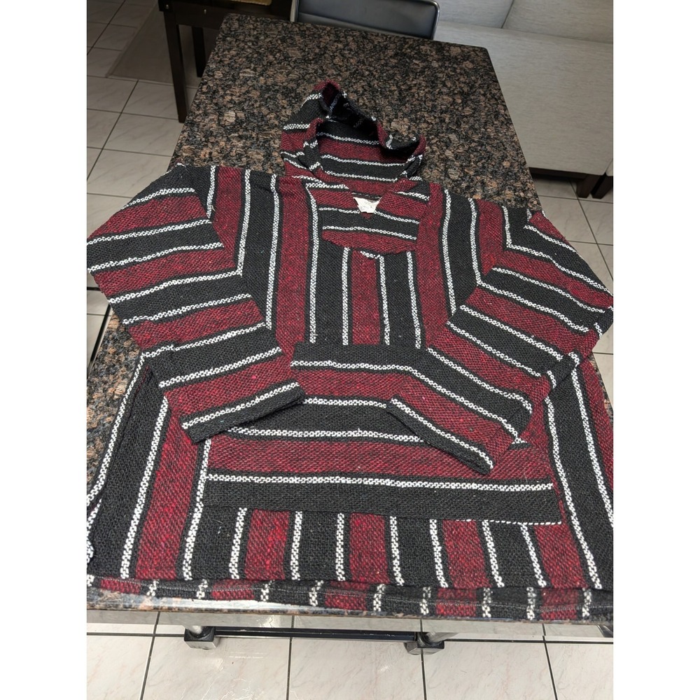Oxxi Craft Company Inc red and black‎ striped Baja pullover hoodie Large